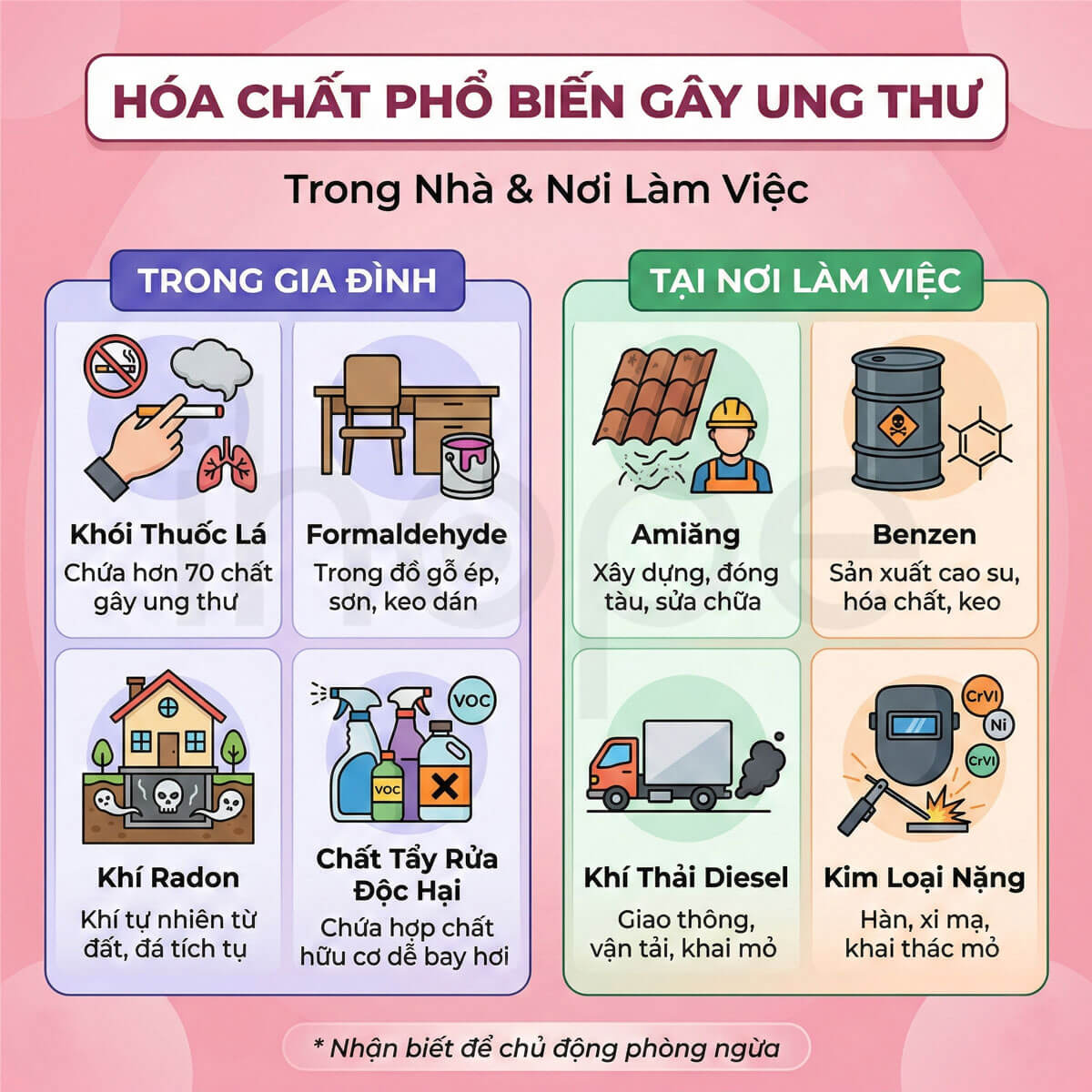 Một số loại hóa chất phổ biến gây ung thư
